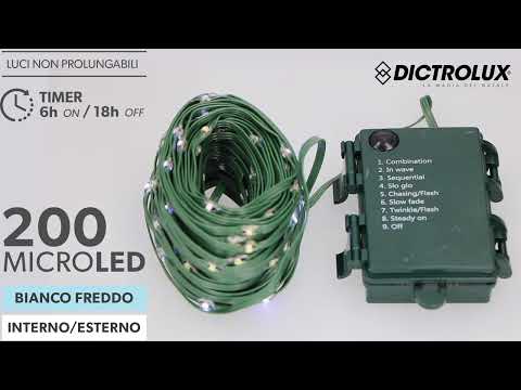 DICTROLUX - Catena Luminosa 200 Microled Bianco Freddo - 20 metri di luci